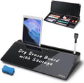SELEAD Desktop Glass Whiteboard with Storage, Markers and Eraser, Black by SELEAD