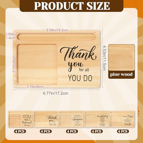 20 Pcs Back to School Teacher Appreciation Gifts Bulk Wooden Sticky Note Holder Motivational Thank Your Gift Inspirational Sticky Notes for Teacher Back to School (Diverse) - Image 2
