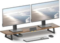TEAMIX 39.4 inch Dual Monitor Stand Riser with Drawer & Phone Holder, Brown by TEAMIX