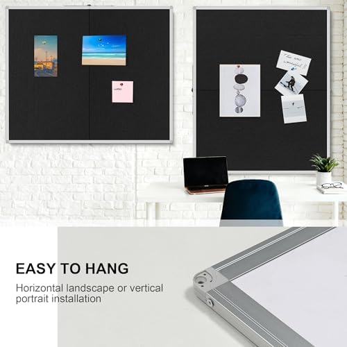 Large Cork Bulletin Board, 48 X 36 in Foldable Silver Aluminium Frame Noticeboard for Wall, 4'x 3' Large Wall Mounted Memo Notice Pin Board with 28 Push Pins for School, Home & Office (Black) - Image 4