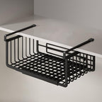 Extendable Under Shelf Storage Basket, Hanging Baskets Under Cabinet Shelf Organizer, for Cabinet Pantry Kitchen Cupboard Desk Counter Bookshelf Space Saver Heavy Duty Slide-in (Black, 1 Pack) by Janebert