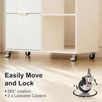 INNOD 3 Drawer Fluted Mobile Filing Cabinet with Lock, Lateral Rolling Under Desk File Cabinet, Wooden Printer Stand Table for Home Office Essentials Storage Organization Furniture Letters/A4(White) - Image 6