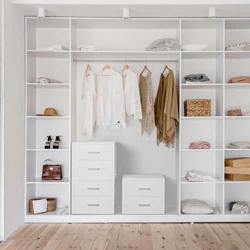 BOLUO Stackable Storage Drawers Closet Organizers and Storage Fabric White 2 Drawer Dresser for Bedroom 2 Packs Modern - Image 2