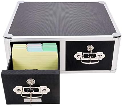 Vaultz Locking 4 x 6 Index Card Cabinet, Double Drawer, Black (VZ01395) - Image 4