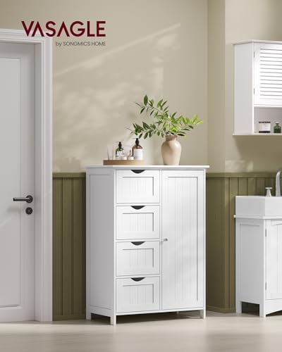 VASAGLE Floor Storage Cabinet, Farmhouse, 4 Drawers and 1 Door, 35.4" H - Image 2
