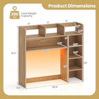 Tangkula Desktop Bookshelf with LED Lights, Desk Hutch with 8 Shelves for Max 25" Monitor, Desktop 5-Tier Display Rack, Multipurpose Wood Desktop Storage Hutch Organizer for Dorm Office Home (Natural) - Image 3