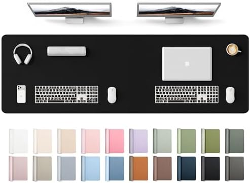 YSAGi Leather Desk Protector, Office Mat, Large Mouse Mat, Non-Slip PU Leather Blotter, Laptop Desk Mat, Waterproof Writing Pad for Office and Home(Black, 63" x 17.2") by YSAGi
