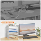 SUBEKYU 9 Tier Paper Letter Tray Desk Organizer with Handles - White Metal Mesh File Holder Paper Sorter Desk Organizer for Office Home School, Include 6 Pcs Adjustable Slid Tray, 6 Colors Available - Image 7