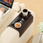 Bamboo Couch Cup Holder Arm Tray Table with Anti-Slip Cork Pad，Couch Drink Holder，Sofa Cup Holder Armrest Tray，Foldable Arm Chair Table Recliners for Drink, Cups, Eats，Snacks, Phone, Remote (Mahogany) - Image 6