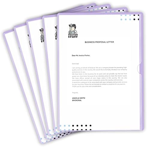 Lavender Vinyl Folders, Heavy Duty Plastic Folders with Clear Front Pocket, Doctor Stuff, Letter Size L-Type Document Holder for Home, Office and Medical, Pack of 100 by DoctorStuff