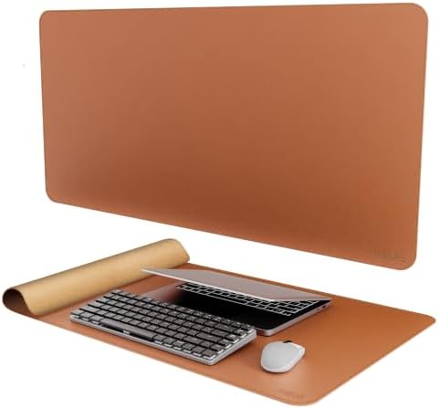 Mydours 40" x 20" Extra Large Desk Mat, PU Leather & Cork Desk Pad, (Brown) by Mydours