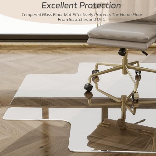 36" x 48" Irregular Tempered Glass Office Chair Mat, Floor Mat for Carpet - Image 5