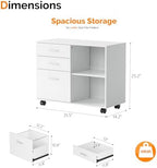 VINGLI 3 Drawer Wood Lateral File Cabinet with Adjustable Shelves & Locking Wheels, Printer Stand with Drawers for Letter Size Files, Sturdy White File Cabinets for Home Office, Study & Business - Image 2