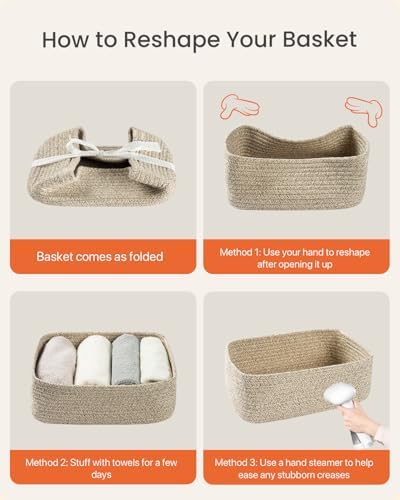 KALLAX Small Woven Storage Basket for Organizing, 12 x 8 x 4.5 inch, 3 Pack - Image 7