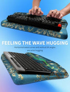 Ergonomic Wave Wrist Rest with Keyboard Stand, Cushioned Palm Rest, Comfortable Integrated Memory Foam for Natural Typing and Relieve Wrist Pain, Van Gogh Apricot Blossom - Image 4