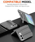 for iPhone Ultra Case with Pen Holder & Stylus & Finger Strap Gray - Image 2