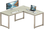 SHW 55 x 60 Commercial-Grade L-Shape Corner Office Computer Desk, Maple by SHW