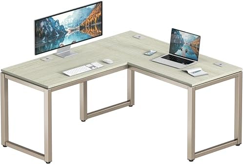 SHW 55 x 60 Commercial-Grade L-Shape Corner Office Computer Desk, Maple by SHW