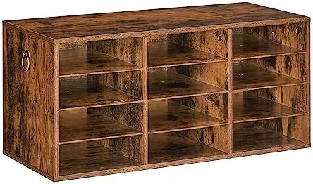 HOOBRO Countertop Mail Sorter Organizer, Wooden Literature Organizer, Student Mailbox for Classroom, Desktop Bill Organizer for Office Home School, 12 Compartments Rustic Brown FG43WF01 by HOOBRO
