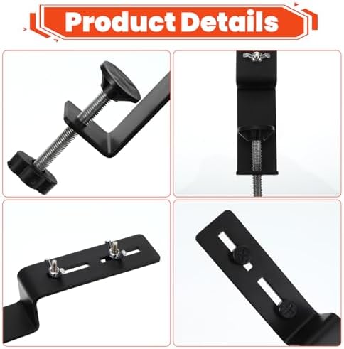 4 Pcs Desk Clamp, Pegboard Fixing Bracket Desktop Fixing Bracket, Office Game Home Desktop Accessories Brackets, Pegboard Organizer Metal Brackets (Black) - Image 3