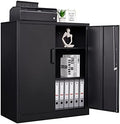 Letaya Metal Storage Cabinets with Lock, Small Locker Steel Cabinets, Adjustable Shelves 2 Doors for Home,Office, Warehouse,Garage(Black-36) by LetayaMetalCabinets