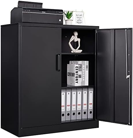Letaya Metal Storage Cabinets with Lock, Small Locker Steel Cabinets, Adjustable Shelves 2 Doors for Home,Office, Warehouse,Garage(Black-36) by LetayaMetalCabinets