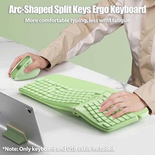 Split Ergonomic Keyboard Wireless with Cushioned Wrist & Palm Rest - Image 2