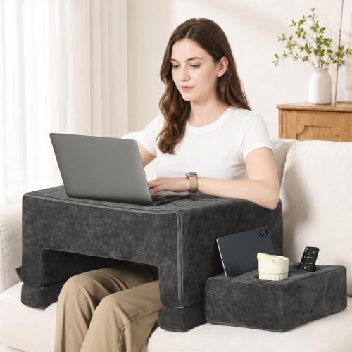 Lap Desk Pillow for Laptop, 2-in-1 Reading Pillow with Arm Rest for Lap by PrimePatio