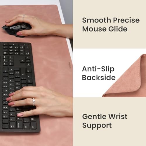 Full Grain Leather Desk Pad, Rose Pink, L (27.6 x 11.8 inch) - Image 5