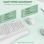 Wireless Keyboard and Mouse Combo, Full-Sized Ergonomic Wave Keys Keyboard with Memory Foam Wrist Rest & Phone Holder, 2.4G Quiet Keyboard Mouse Work Setup for PC Laptop, Office or Home (White) - Image 7