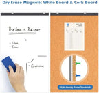 Magnetic White & Cork Board Combo 48" x 36" Aluminum Frame Black - Image 6