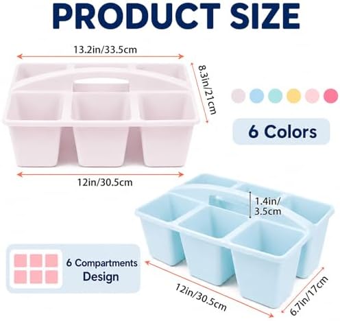 6 Pack Classroom Caddy with Handle, 6 Compartment (Pink Purple) - Image 2