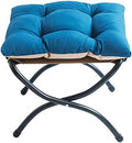 15" Upholstered Folding Foot Rest Stool with Foldable Metal Frame Sapphire by WELL-STRONG