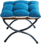 15" Upholstered Folding Foot Rest Stool with Foldable Metal Frame Sapphire by WELL-STRONG