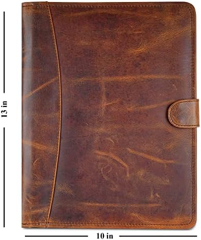 Full Grain Leather Legal Pad Portfolio Organizer for Work, Brown - Image 6