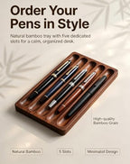Pen holder Organizer of Office desks,Walnut Desk Pen Stand,Wave Pen TrayOffice Accessory,Teacher Gifts,Suitable for School,Home,Office Desktop Art Accessories (Walnut-5 Grid) - Image 3