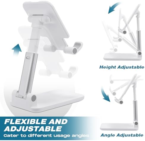 Wonderjune 36 Pcs Cell Phone Stand for Desk Phone Holder Stand Foldable Angle Height Adjustable Portable Holder Tablet for Office Travel Photography (White) - Image 3