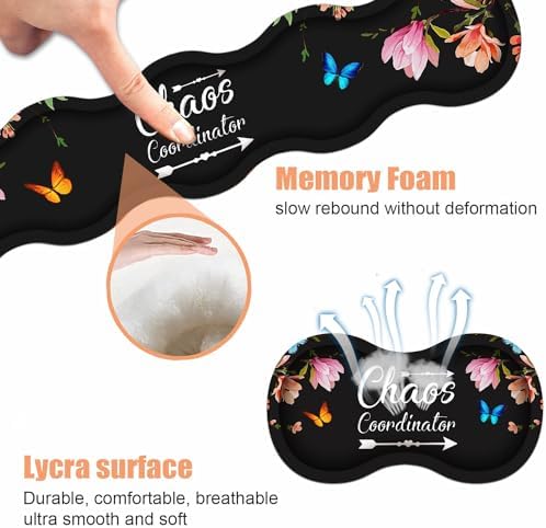 Ergonomic Keyboard Wrist Rest & Mouse Pad Wrist Rest Set, Chaos Coordinator Quote Vintage Watercolor Floral Large Gaming Desk Mat 31.5"x 11.8" with Memory Foam, Easy Typing Pain Relief for Home Office - Image 6