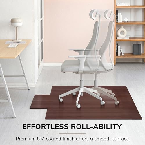 Anji Mountain 57" x 55" Bamboo Office Chair Mat for Carpet & Hardwood Floor - Image 5
