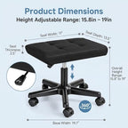 Foot Stools Small Ottman，Adjustable Height Foot Stool (Black) | PU Ergonomic Foot Rest with Wheels Leather Footrest for Home &Office - Image 2