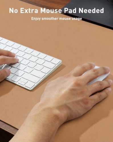 Aothia Faux Leather Desk Mat Mouse Pad, 47.2" x 23.6", Khaki - Image 4