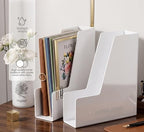LALOBLUE White Vertical File Organizer, 4 Section Magazine Holder for Desk, Desktop File Folder Rack for Books, Magazines, Documents and Notebooks, Office Home School - Image 5
