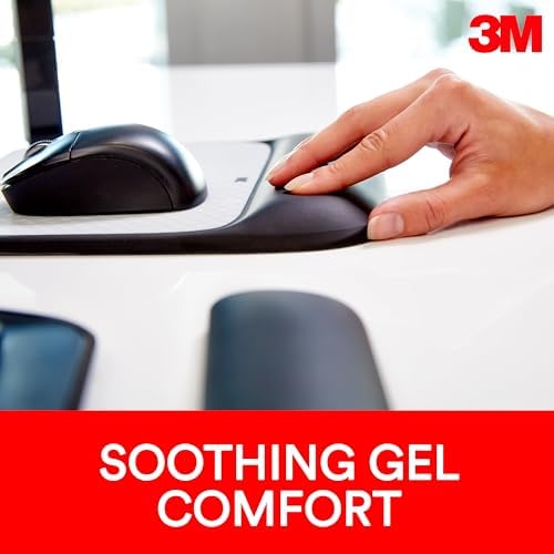 3M Precise Mouse Pad with Gel Wrist Rest,Soothing Gel Technology and Satin Smooth Cover for All Day Comfort,Optical Mouse Performance and Battery Saving Design (MW85B),Extended,Black (Pack of 6) - Image 5