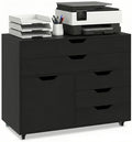 DREAMADE Rolling File Cabinet, 5-Drawer Filing Cabinet, Black by DREAMADE