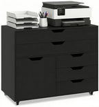 DREAMADE Rolling File Cabinet, 5-Drawer Filing Cabinet, Black by DREAMADE