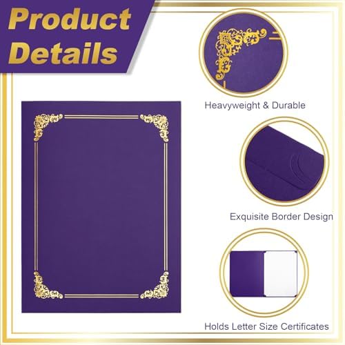 Fainne 120 Pack Certificate Holders Bulk, Diploma Covers, Purple - Image 4