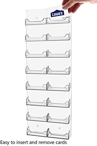 Marketing Holders Hanging Business Cards Holder Display with Hardware for 3.5" x 2" Gift or Appointment Card Rack 16 Pocket Clear Plastic Multi Slots Real Estate Agent Medical Law Firms - Image 2