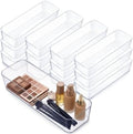15 Pcs Plastic Clear Drawer Organizer, 10×3.3×2inch Desk Drawers Divider Storage Bins, Stackable Rectangle Drawer Trays, for Office Desk Bathroom Makeup Jewelry Kitchen Utensils by Unknown