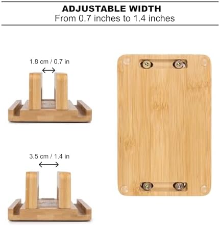 S&A WOODCRAFT 3 Slots Bamboo Wood Vertical Laptop Stand, Adjustable Wooden Laptop Holder, Non-Slip Laptop Dock Compatible with Apple MacBook, Microsoft Surface, Gaming Laptops, IPad, Tablets - Image 4