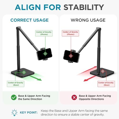 InnoGear Overhead Phone Mount Phone Stand Tabletop Cooking Tripod for Desk - Image 2